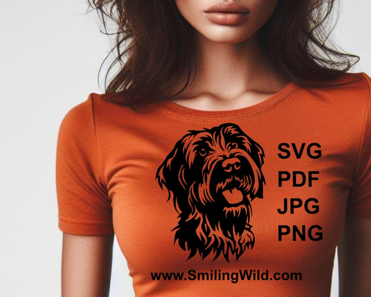 Wirehaired Pointing Griffon svg portrait, dog cuttable clip art design