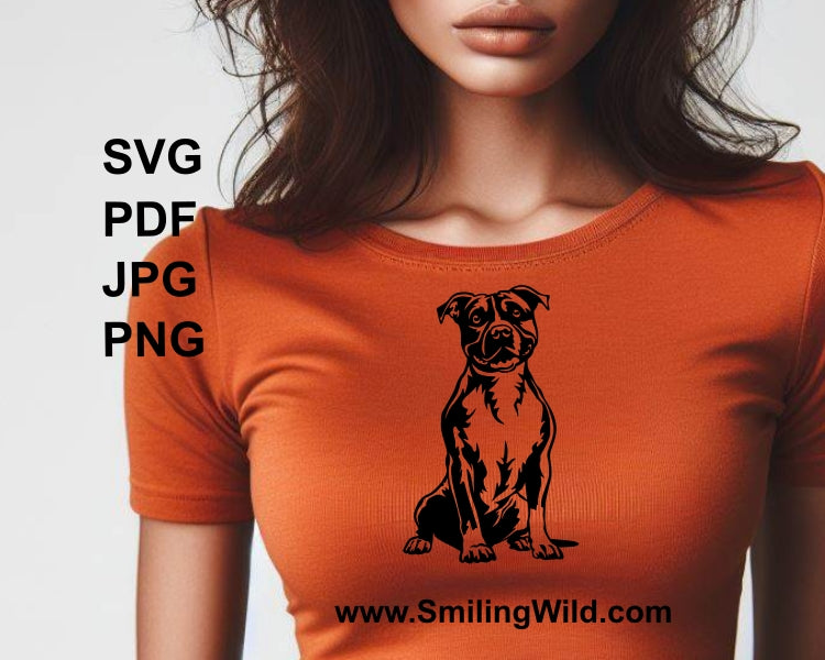 American Staffordshire terrier svg vector graphic cuttable clip art full body design