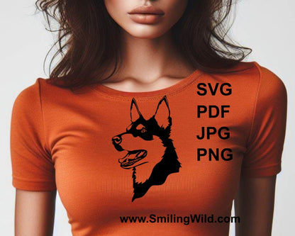 Australian kelpie dog svg clip art portrait, dog vector graphic file