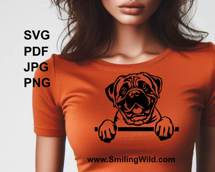 Bullmastiff SVG Clip Art Portrait, Hund Vektor Grafikdatei