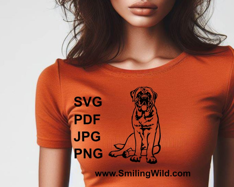 English mastiff svg clip art, dog vector graphic portrait, English mastiff digital vector graphic file