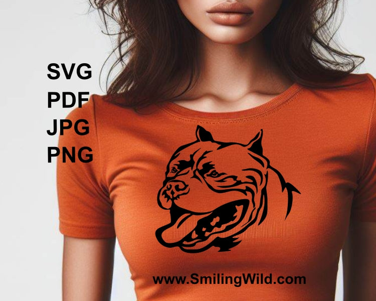 American Bully SVG Portrait, Hund Vektor Grafik Clip Art