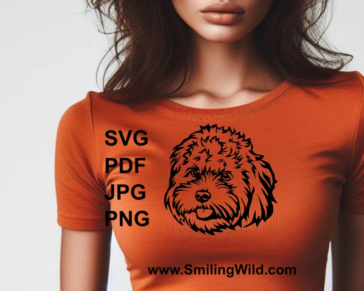 Cavapoo svg cuttable clip art portrait