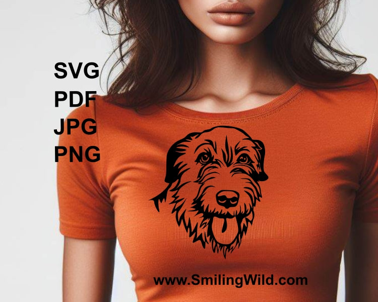 Hund SVG Clipart, Irish Wolfhound SVG schneidbares Vektorportrait