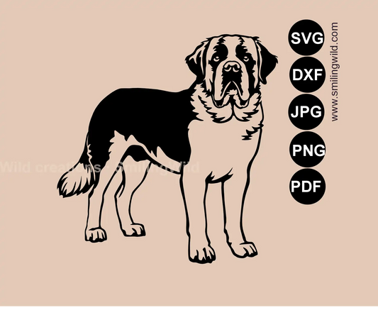 Saint Bernard Full Body clipart and vector art in SVG, PNG and DXF files for professional digital design
