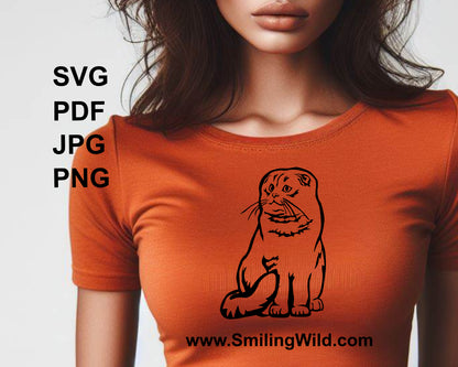 Scottish Fold design printed on t shirt