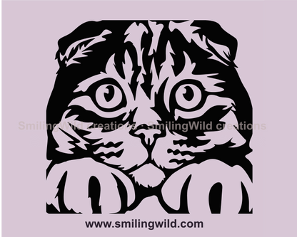 Scottish Fold cat vector graphic face design