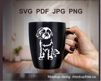 shih tzu white print on a black mug