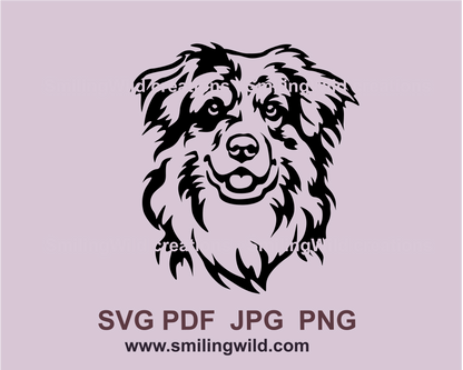 smiling aussie portrait in black graphic illustration