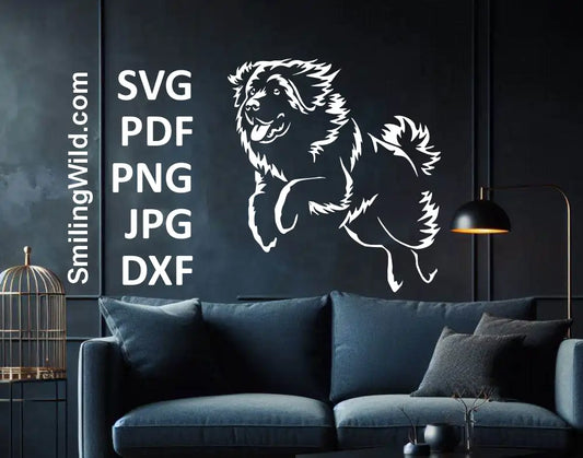 Agility Leonberger SVG vector graphic - black and white dog silhouette for crafting, laser cut, engraving, and digital download