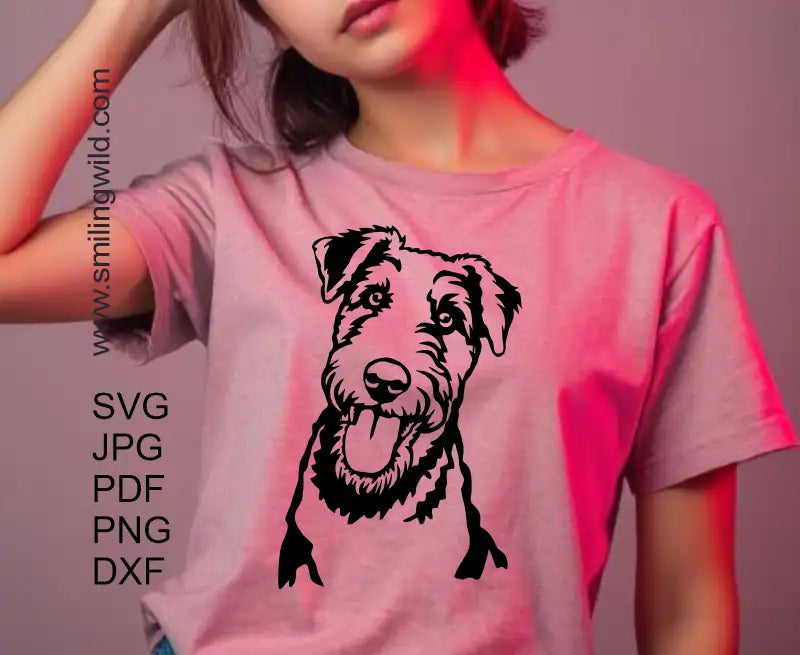 Airedale Terrier svg clipart detail with clean lines for cutting and engraving with png and dxf files provided too.