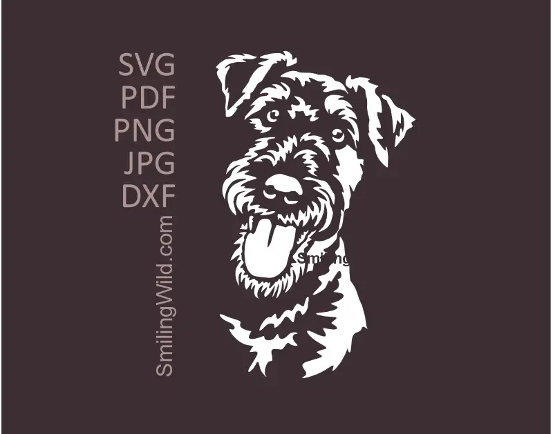 White Airedale Terrier dog SVG vector clipart design preview iamge