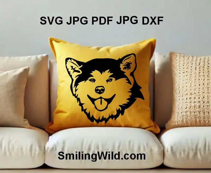 Japanese Akita face clipart in PNG format – perfect for pet wall art and custom vinyl decals