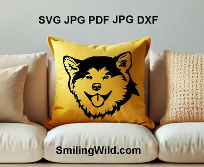 Japanese Akita face clipart in PNG format – perfect for pet wall art and custom vinyl decals