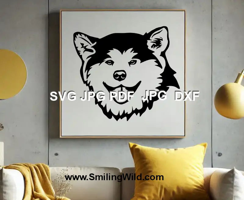 High-resolution Akita dog head DXF file – designed for Glowforge, xTool, and silhouette engraving projects