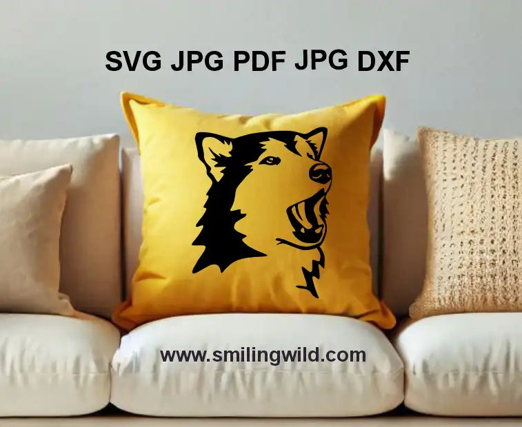 Alaskan Malamute howling clipart SVG, PNG, and DXF for custom pet-themed designs