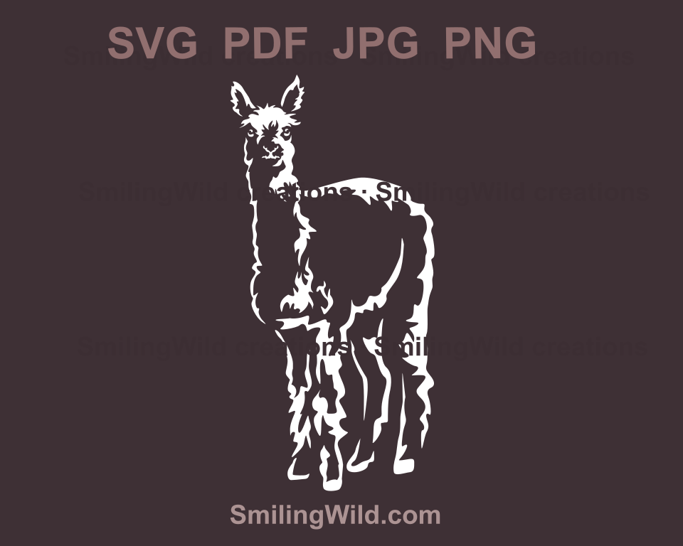 alpaca svg and png vector clipart design to cut on Cricut, Silhouette cameo and other crafting devices