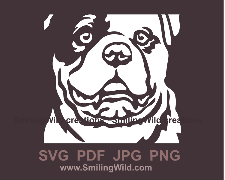 american bulldog clip art portrait in white color