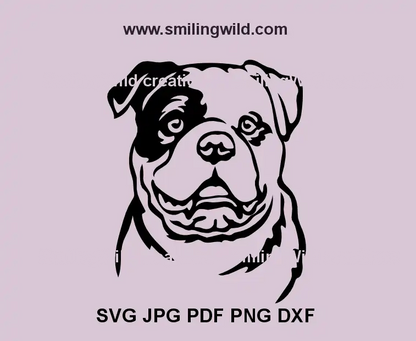 American Bulldog dog head black SVG – ideal for vinyl decals and Cricut designs