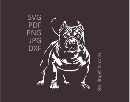 American Bully dog white SVG PNG DXF cuttable clipart vector design for Cricut and laser engraving