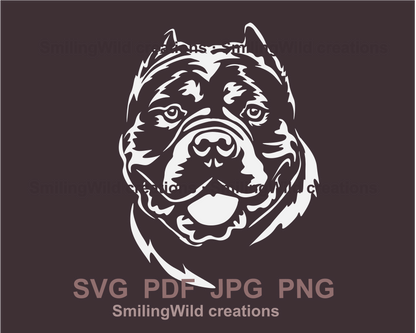 american bully face in white graphical drawing