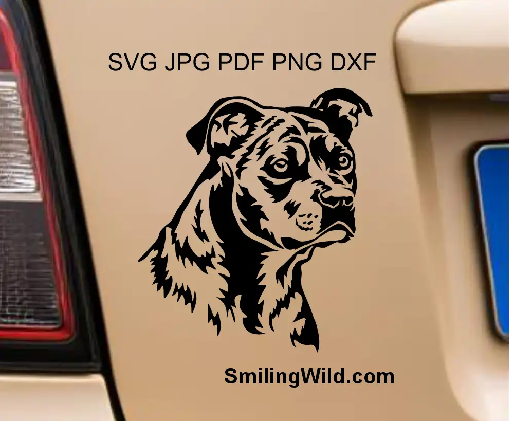 American Staffordshire Terrier DXF vector clipart file for cutting and CNC