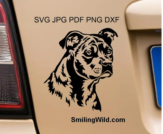American Staffordshire Terrier DXF vector clipart file for cutting and CNC