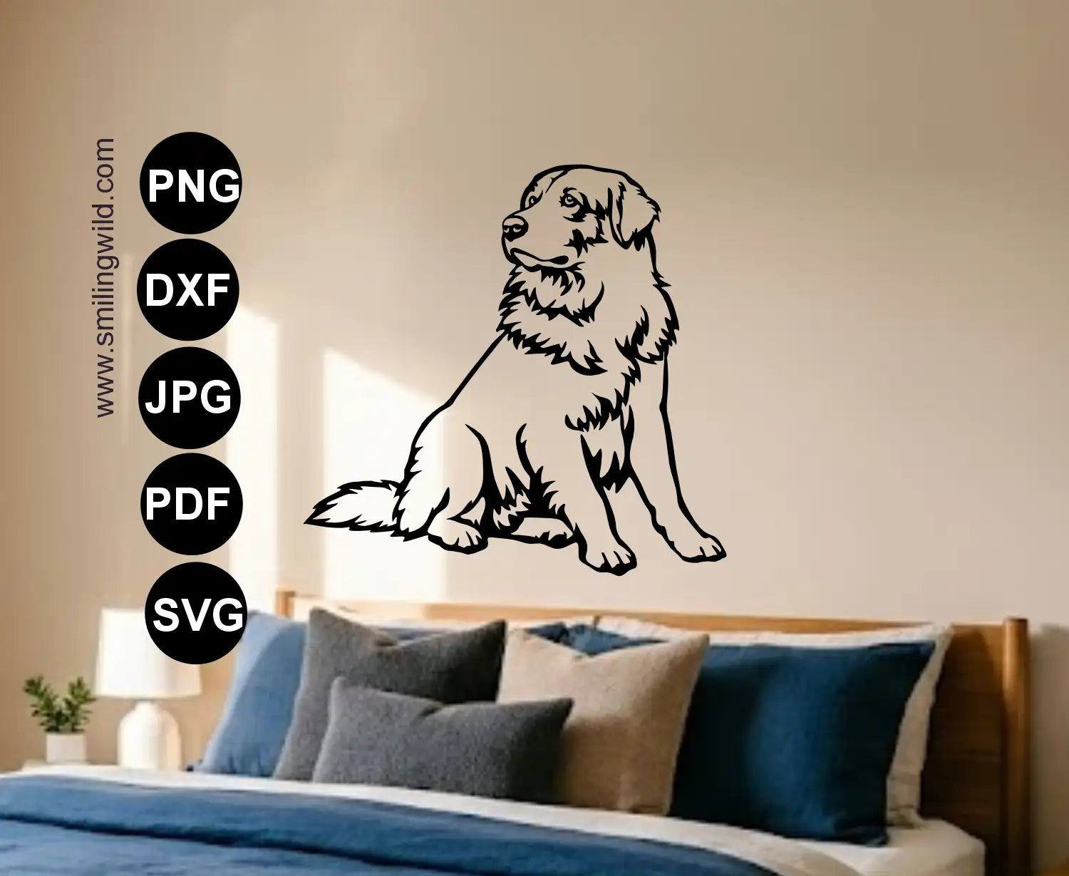 High-precision single piece cutting file tracing the full body sitting posture of a Maremma Sheepdog with all vector lines interconnected for CNC plasma.