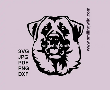 Anatolian Shepherd dog head SVG black vector for Cricut and Glowforge cutting projects.