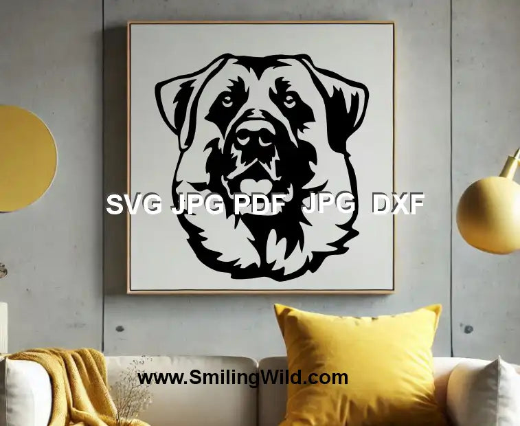 DXF vector cutting file of Anatolian Shepherd (Kangal) dog head for laser engravers