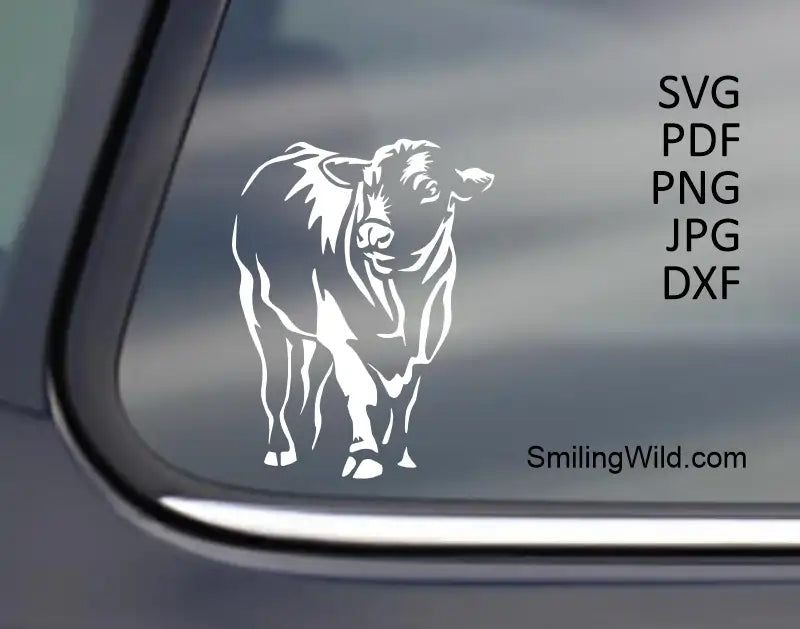 Brahman Bull White Vector Art (svg, png, dxf and more) applied to a black surface, demonstrating high contrast for dark materials