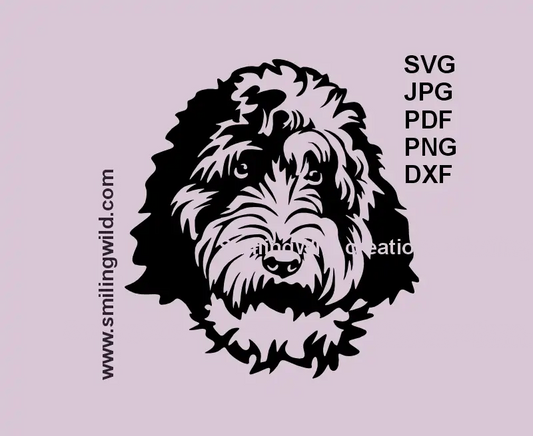 Aussiedoodle also known as Aussiepoo dog face SVG PNG DXF – vector clipart for Cricut and laser cutting crafts