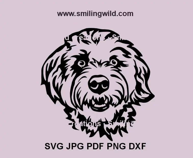 Aussiedoodle dog head clipart SVG for Cricut and laser cutting