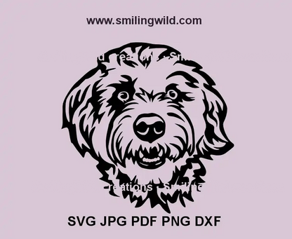 Aussiedoodle dog head clipart SVG for Cricut and laser cutting