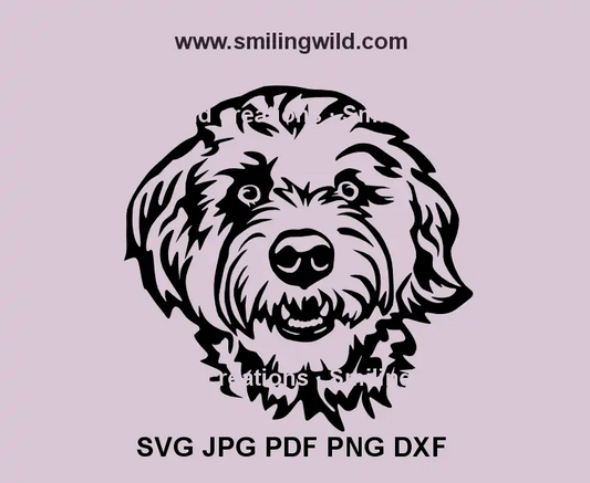 Aussiedoodle dog head clipart SVG for Cricut and laser cutting