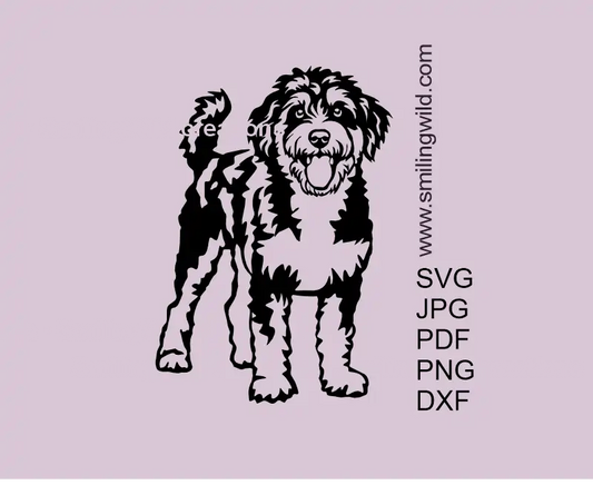Standing Aussiepoo dog SVG full body vector Art – black clipart design for Cricut and laser cutting