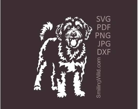 Aussiepoo (called also Aussiedoddle) white SVG PNG DXF toy dog vector clipart for Cricut and laser cutting