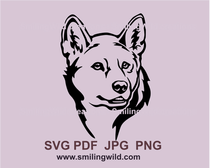 a svg portrait of an A popular Australian animal  - the dingo