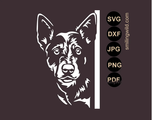 Australian Cattle Dog corner peeking  vector cut file in SVG, PNG and DXF file variations