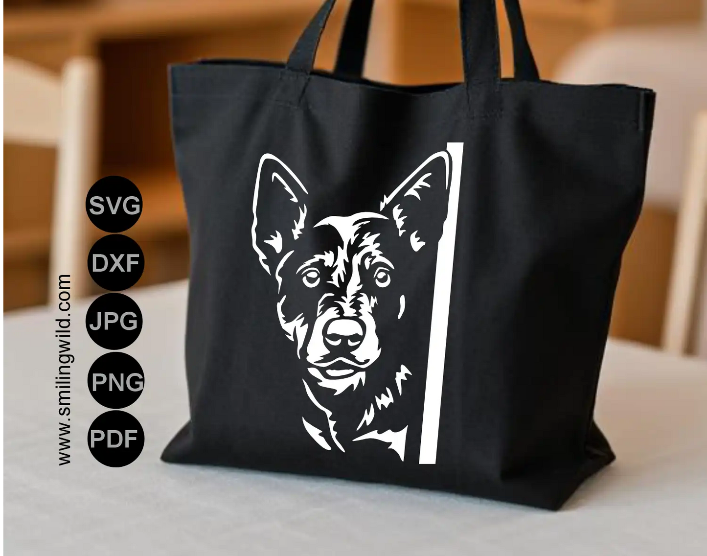 Cattle Dog peeking png and dxf clipart for stencils and decals