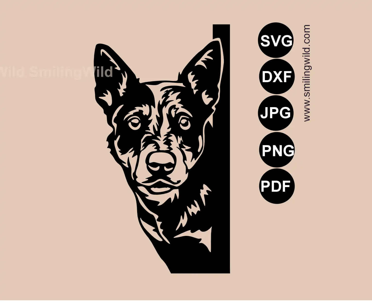 Australian Cattle Dog corner art SVG single-piece cut file for CNC