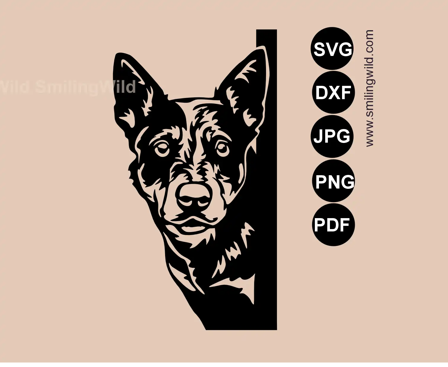 Australian Cattle Dog corner art SVG single-piece cut file for CNC