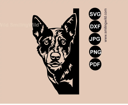 Australian Cattle Dog corner art SVG single-piece cut file for CNC