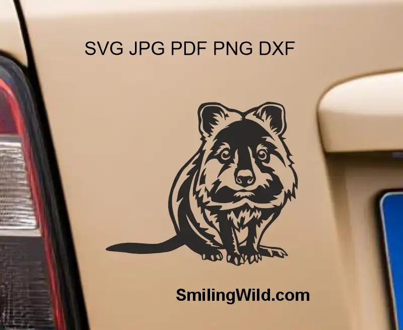 a preview image of Australian quokka clipart in SVG, png and dxf files -frontal full body image of an animal