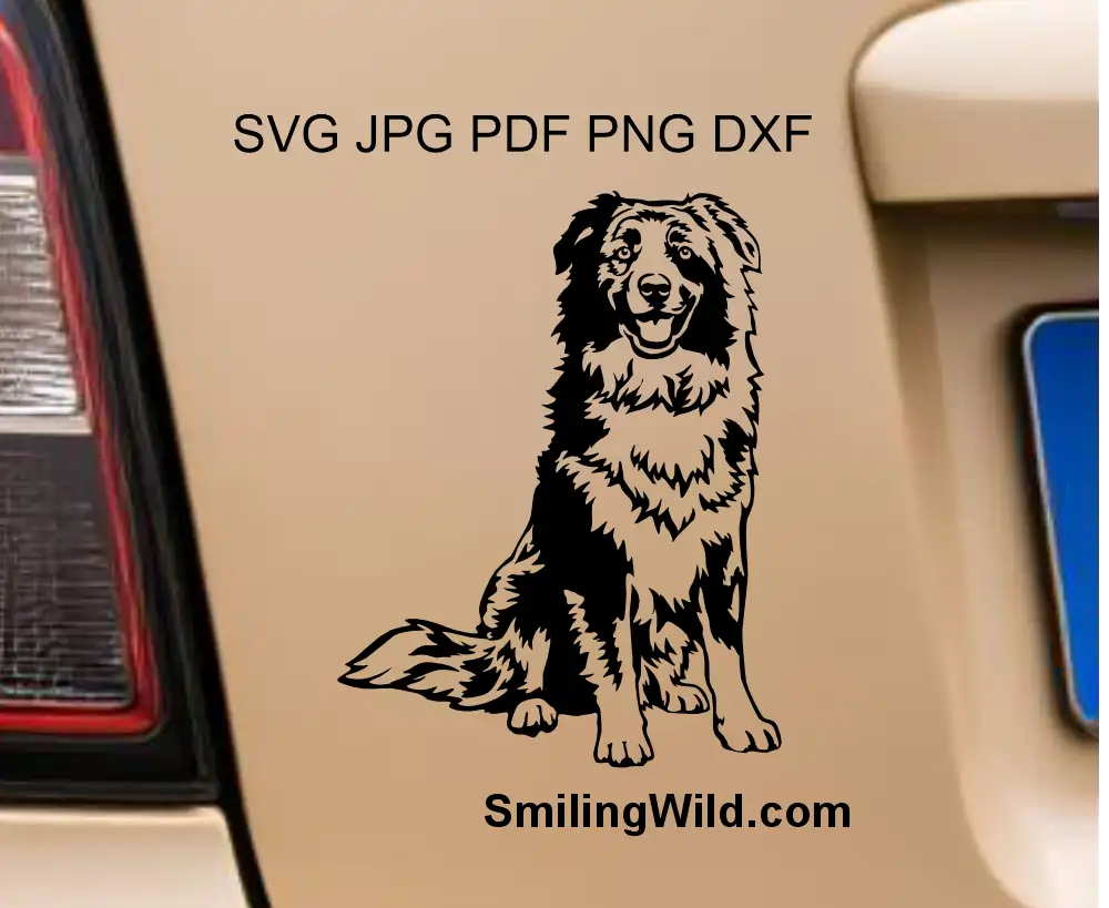 Australian Shepherd png black vector clipart file for vinyl cutting and Cricut