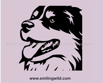 australian shepherd in black vector design style