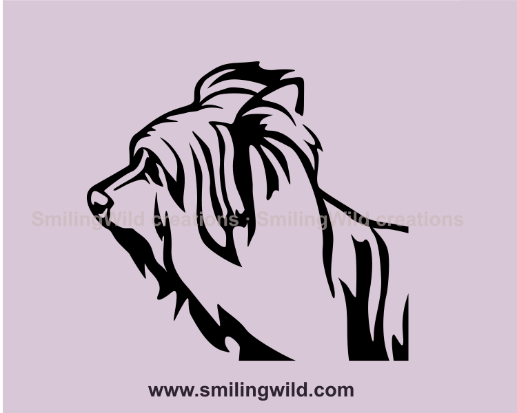 Australian silky terrier face profile in graphic design