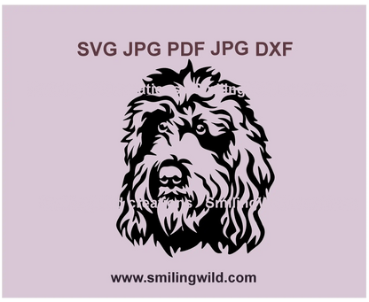 Barbet SVG PNG DXF portrait, black water hunting dog vector clipart for Cricut, Silhouette, and laser cutting crafts, perfect for custom DIY projects