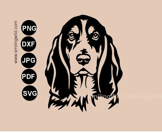 Basset bleu de gascogne svg vector clipart dog cut file design visualization - adogbreed frontal face graphic