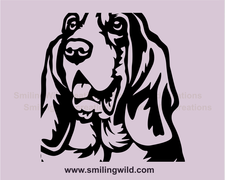 basset hound face vector black drawong